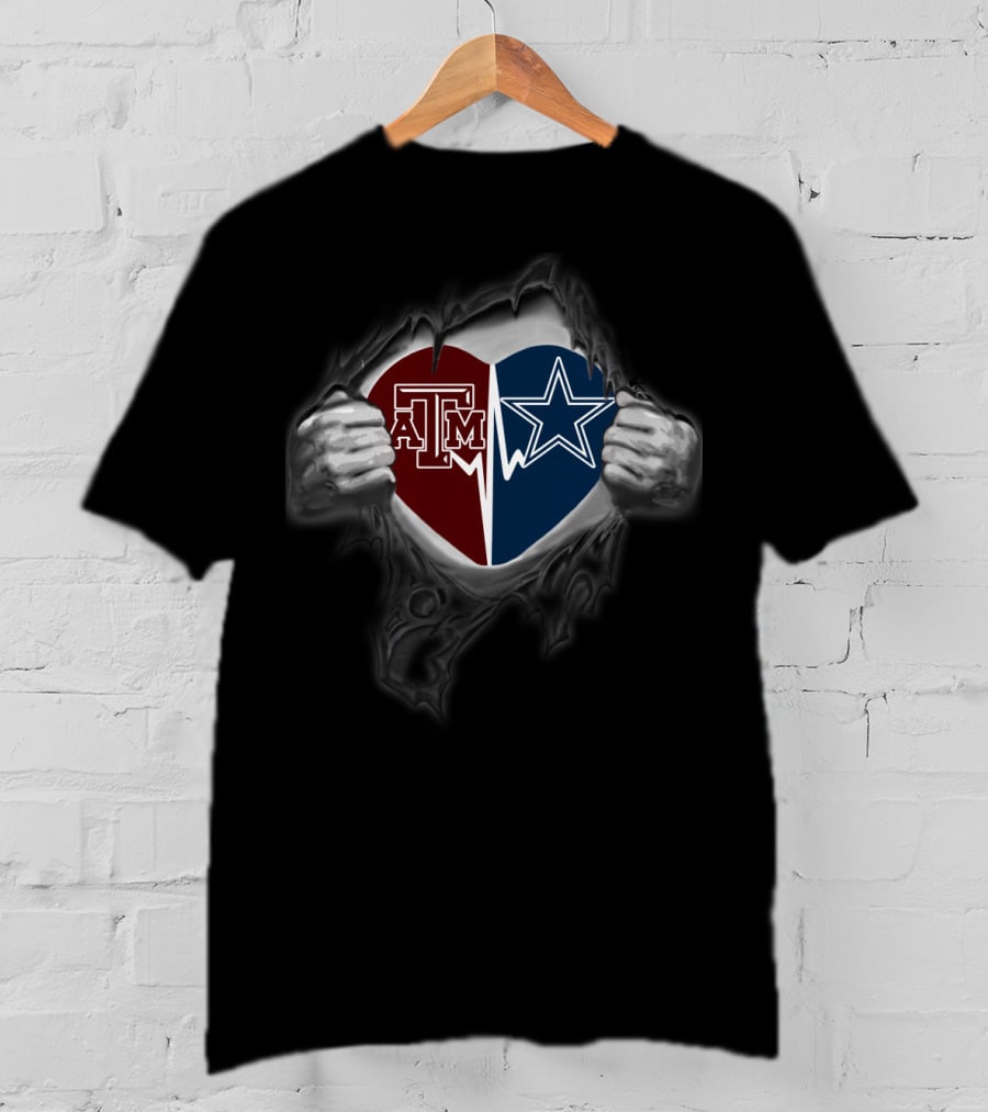Texas A&M Aggies Cowboys Dual Heart T-Shirt