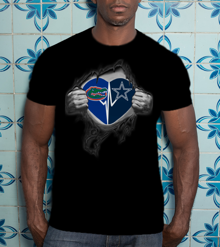 Cowboys Florida Gators Heart Logo Tear T-Shirt