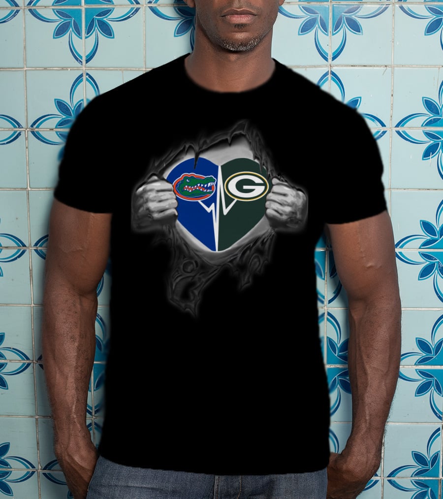 Packers Gators Heart Logo Fusion T-Shirt