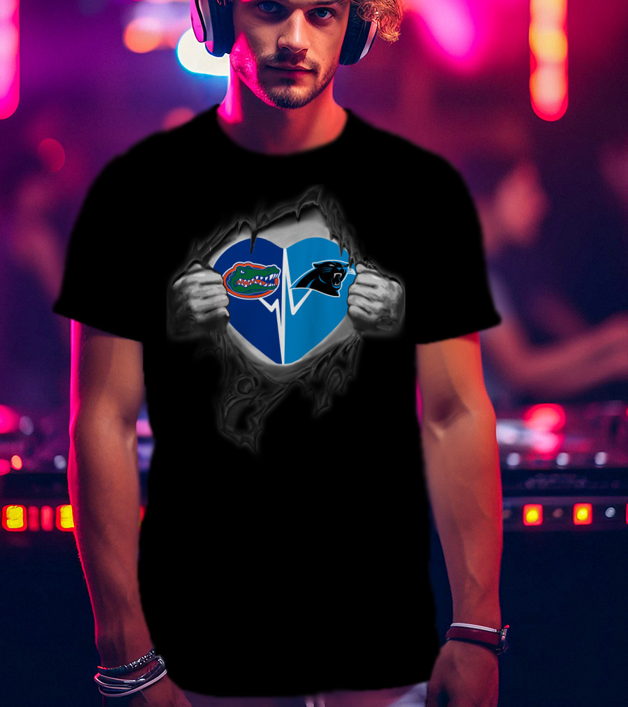 Florida Gators Carolina Panthers Heartbeat Fan Pride T-Shirt