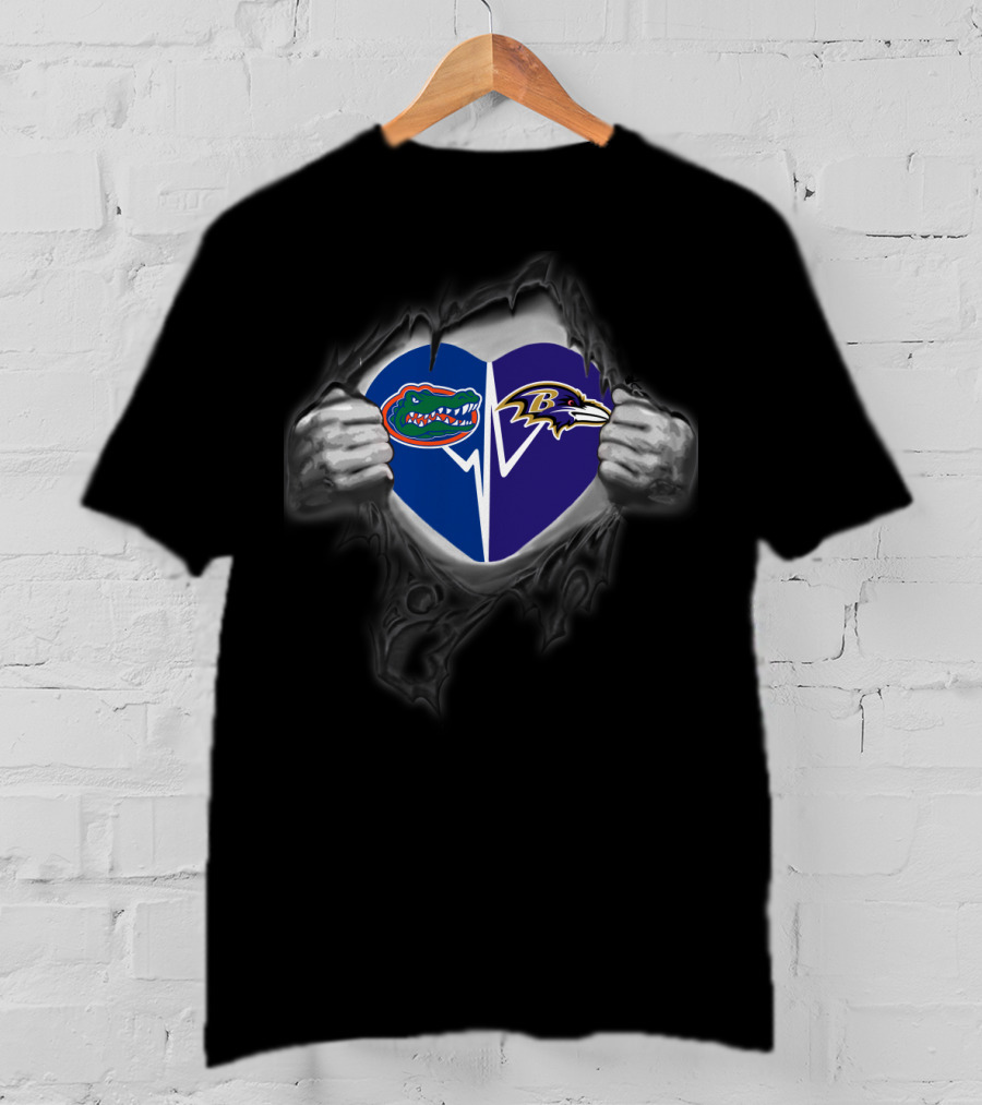 Ravens Gators Heart Logo Mashup T-Shirt