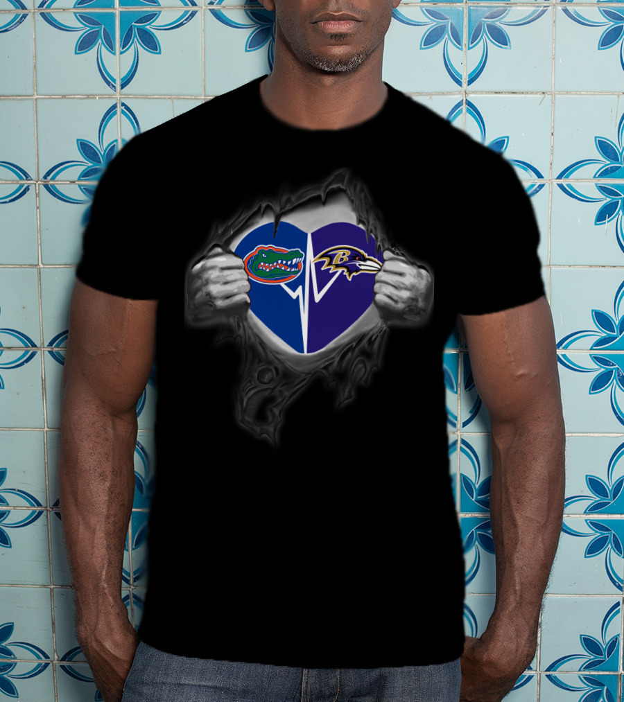 Ravens Gators Heart Logo Mashup T-Shirt
