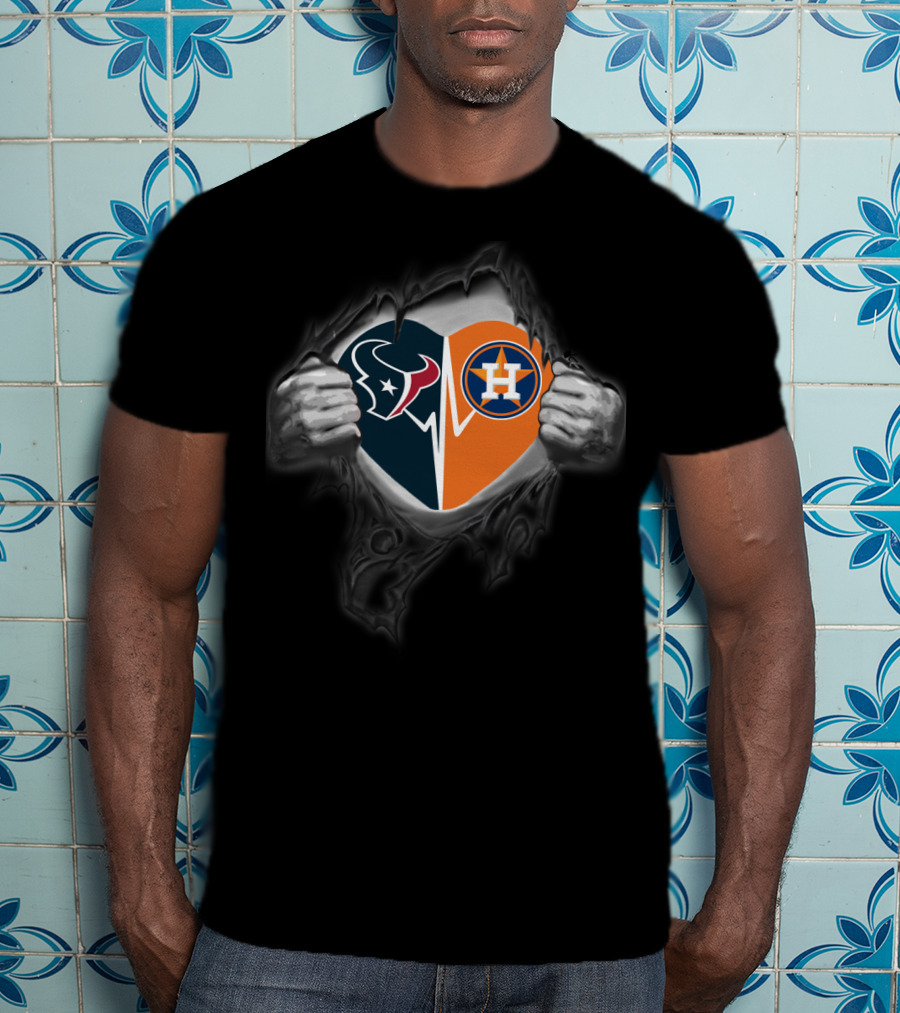 Ripped Heart Texans Astros Fan Loyalty T-Shirt