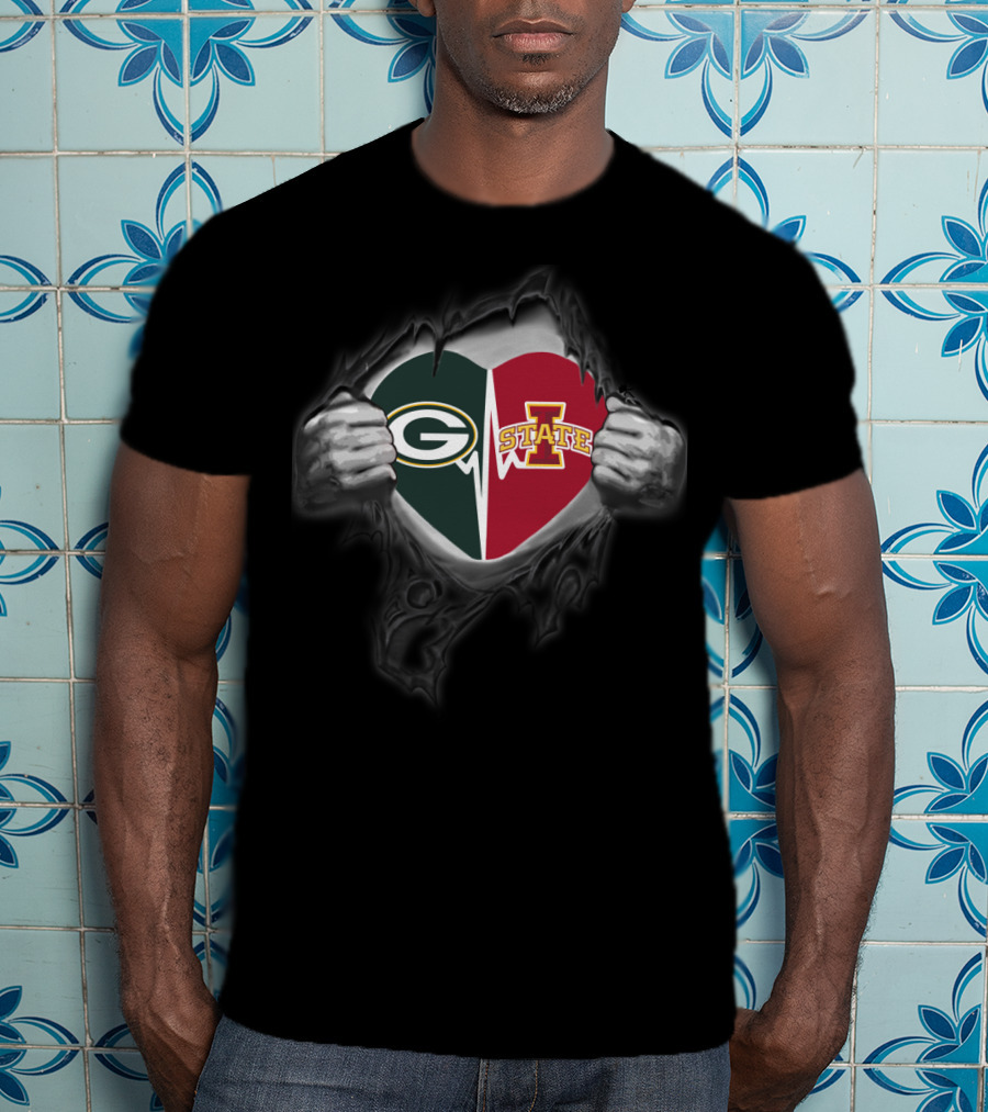 Green Bay Packers Iowa State Cyclones Heart T-Shirt