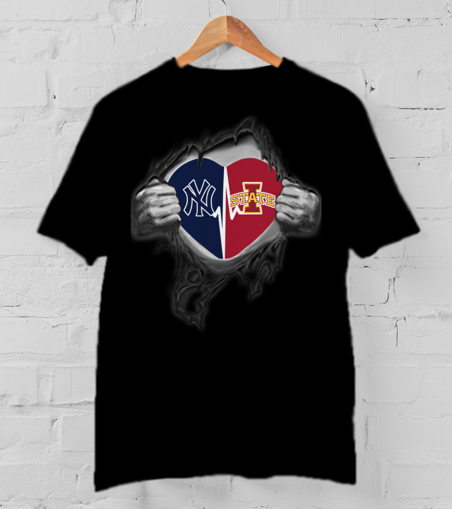 Yankees Iowa State Cyclones Heart T-Shirt