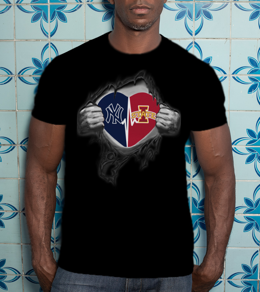 Yankees Iowa State Cyclones Heart T-Shirt