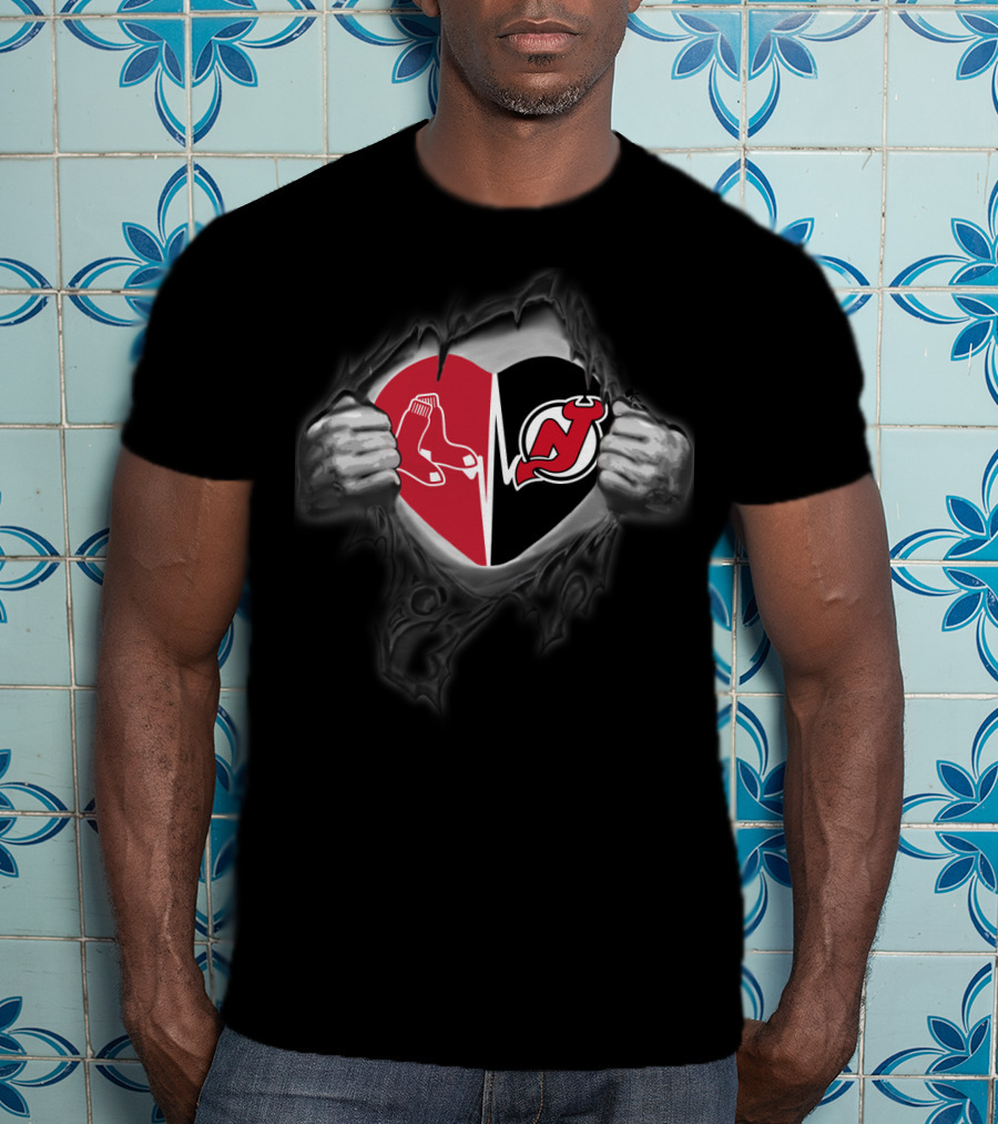 Red Sox New Jersey Devils Heart T-Shirt