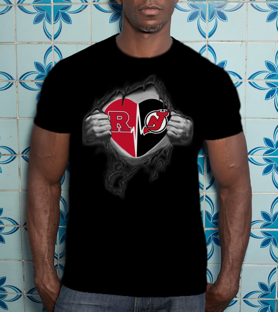Rutgers Scarlet Knights New Jersey Devils Heart T-Shirt