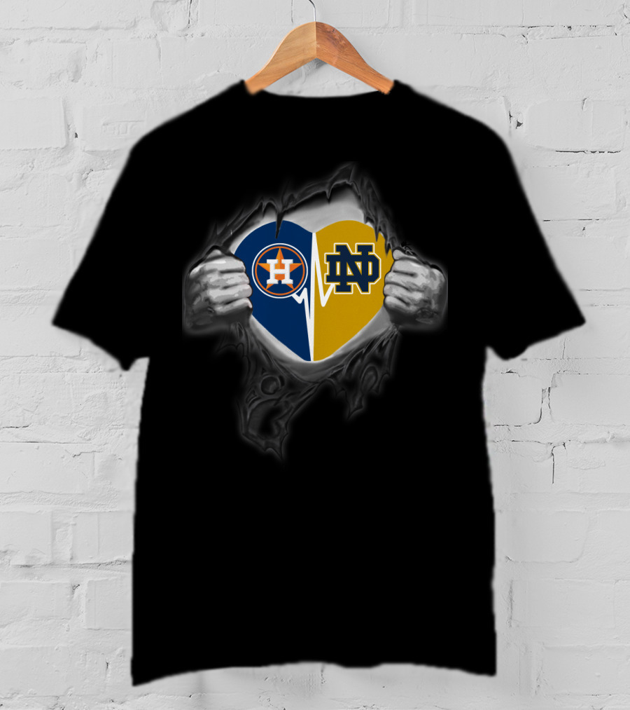 Astros Notre Dame Heart Rip T-Shirt