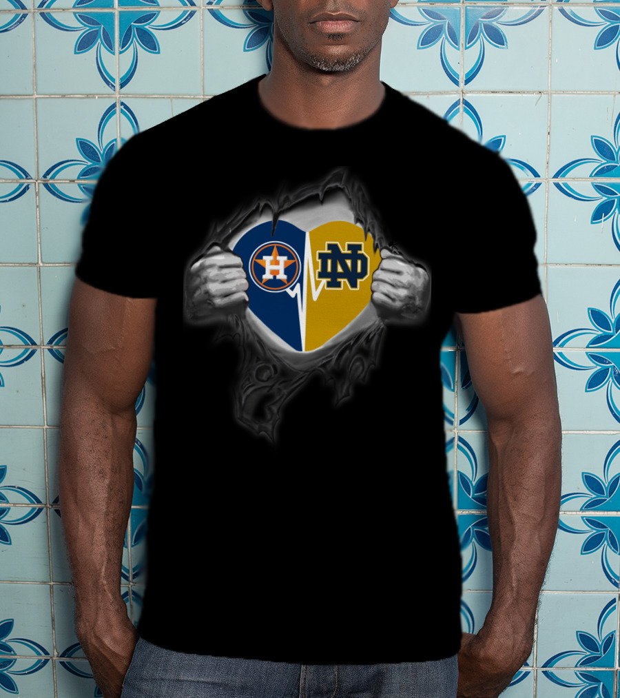 Astros Notre Dame Heart Rip T-Shirt