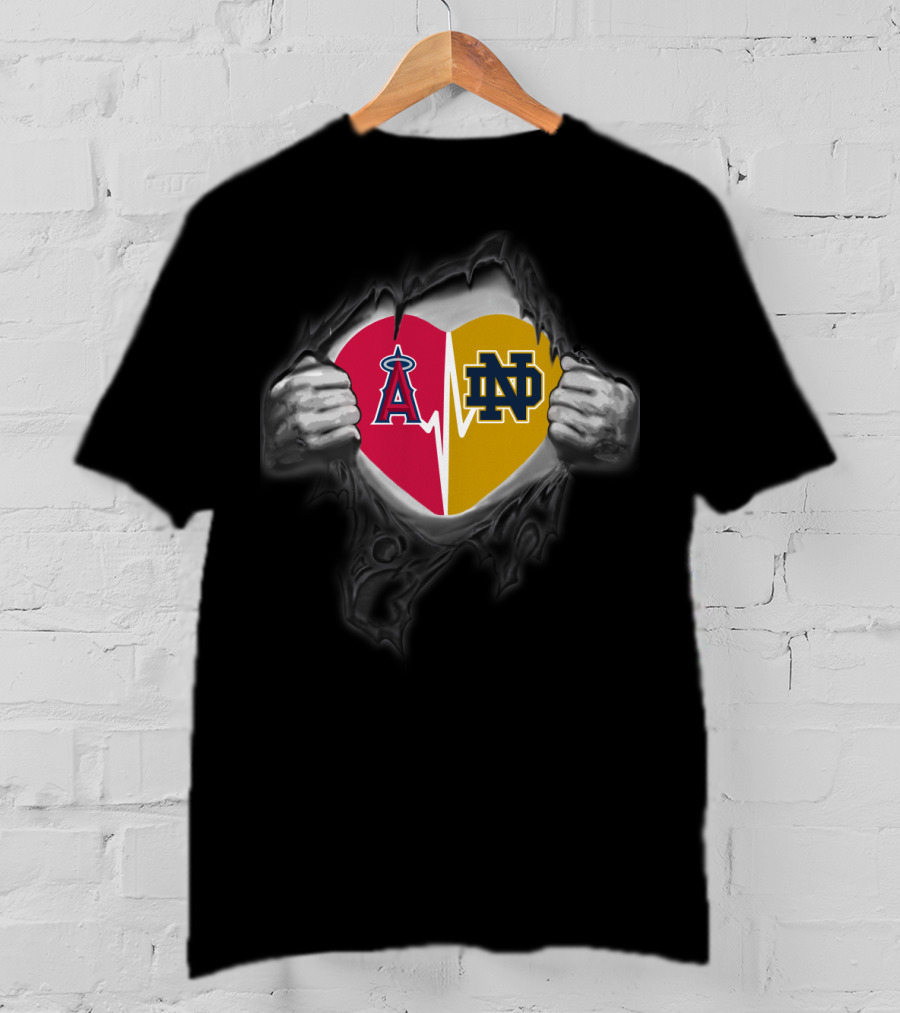 Los Angeles Angels Notre Dame Heart Combination T-Shirt