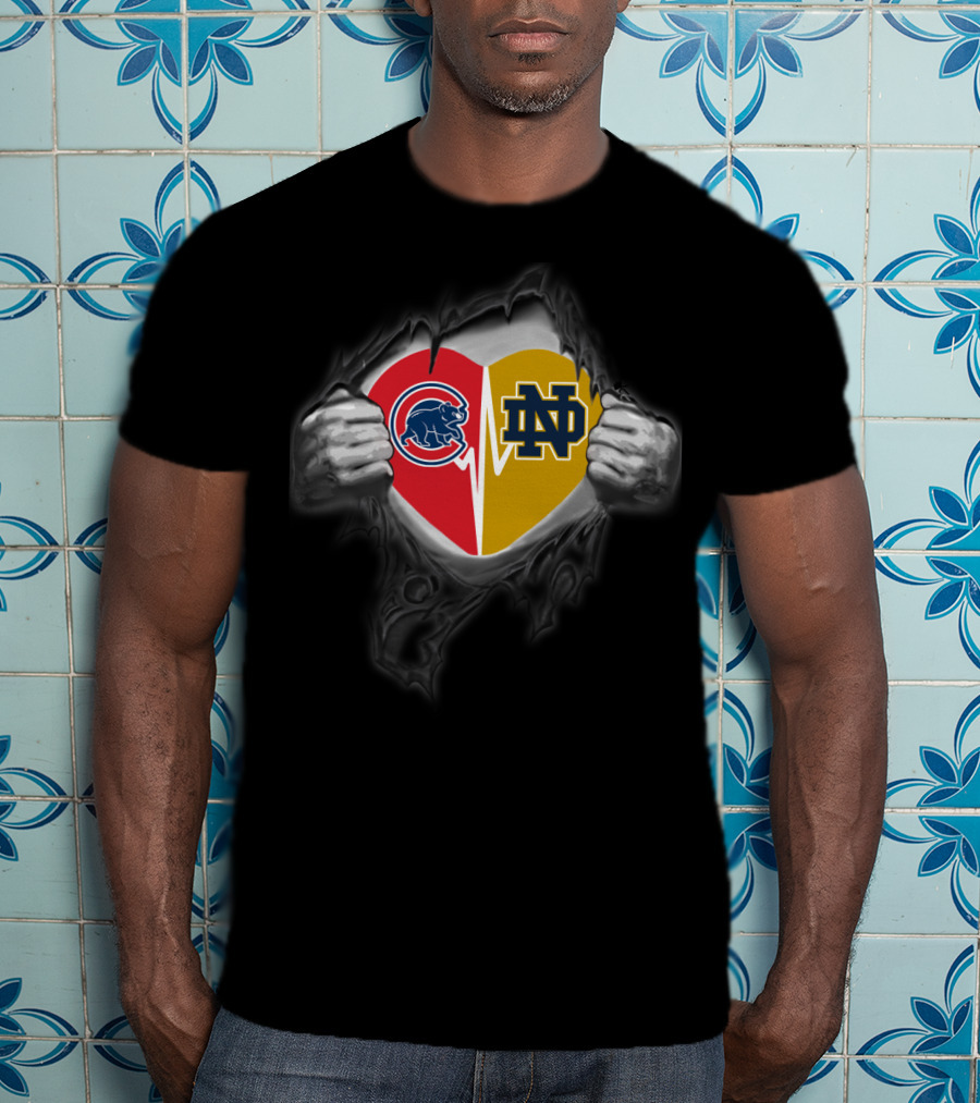 Chicago Cubs Notre Dame Heartbeat Fusion T-Shirt