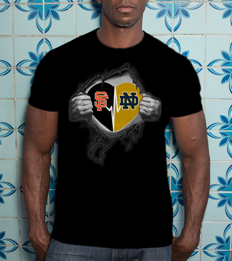 San Francisco Giants Notre Dame Fighting Irish Heart T-Shirt