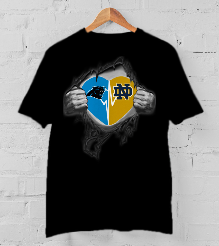 Panthers Nd Heart Inside Steel Rip T-Shirt