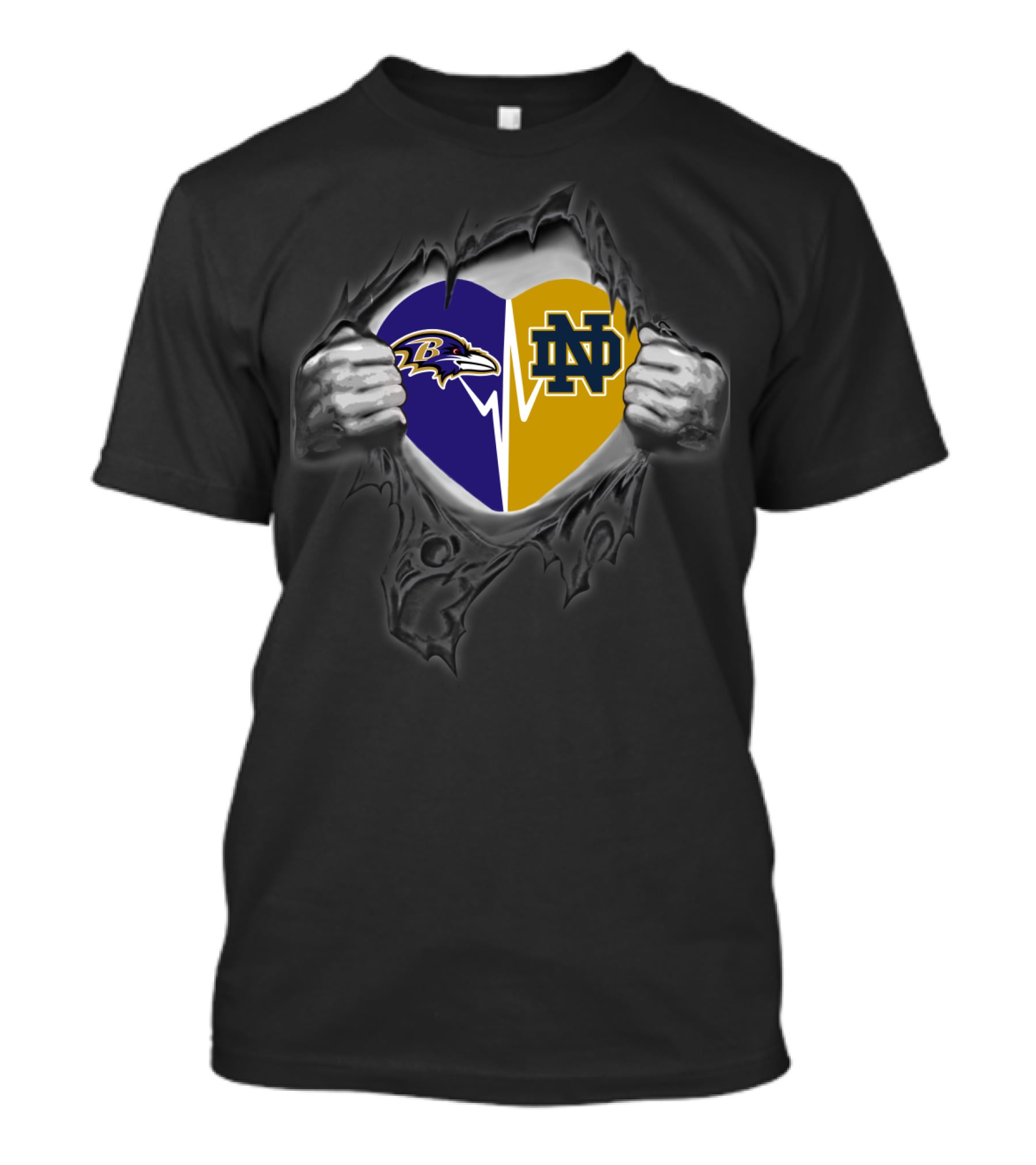 Baltimore Ravens Notre Dame Heart Split T-Shirt