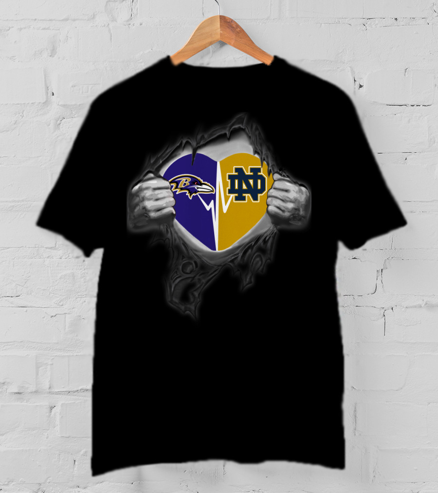 Baltimore Ravens Notre Dame Heart Split T-Shirt
