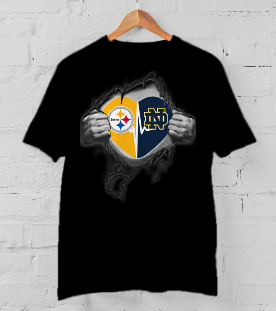 Steelers Notre Dame Heart Logo Combo T-Shirt