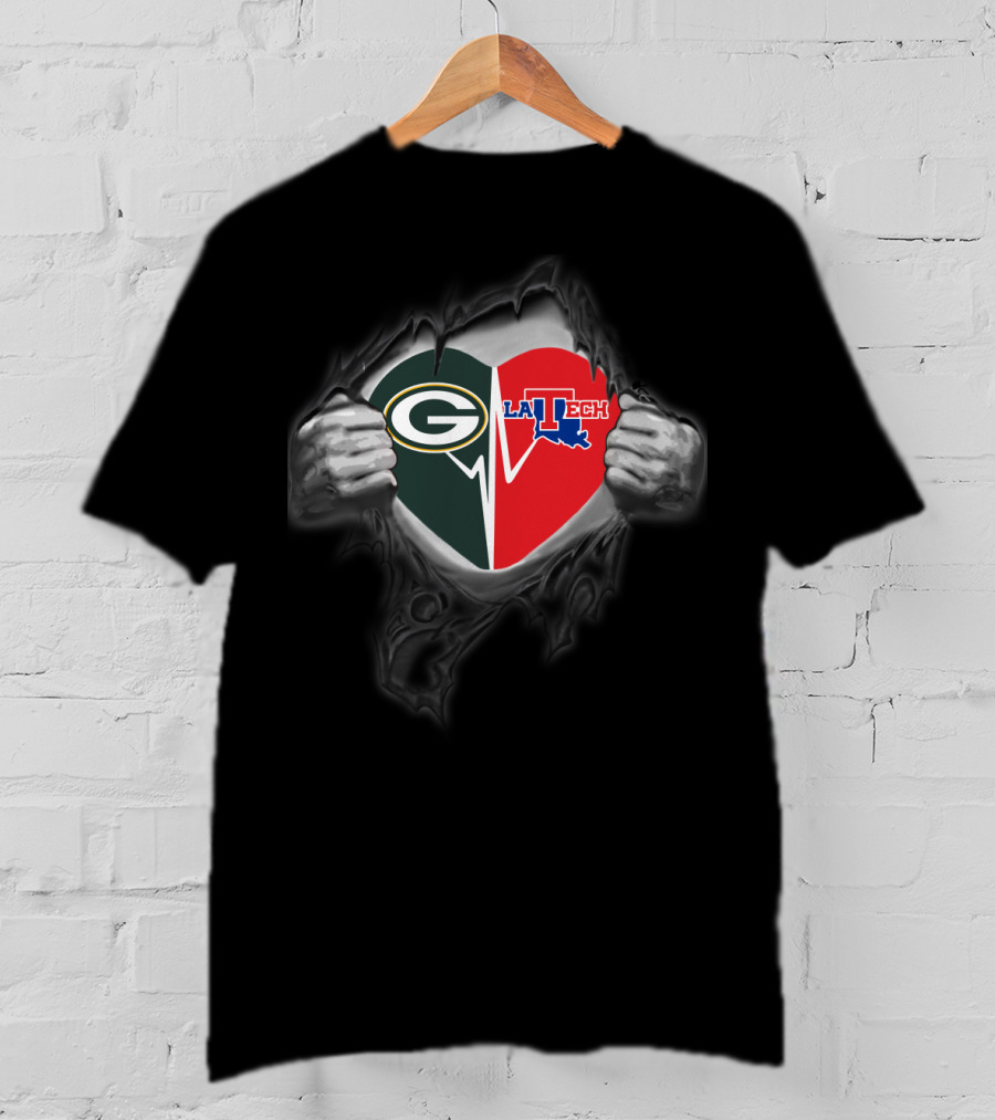 Packers Green Bay Louisiana Tech Bulldogs Heart T-Shirt
