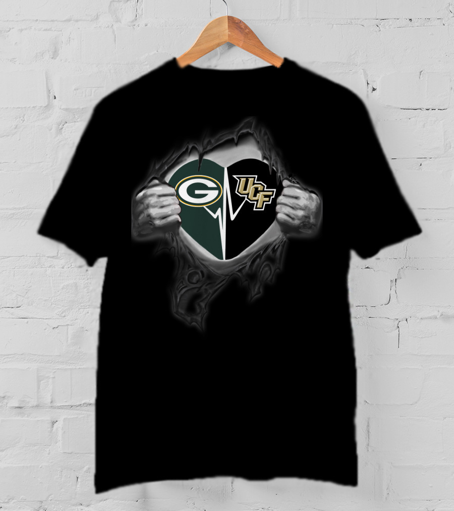 Green Bay Packers Ucf Knights Heart Pullover T-Shirt