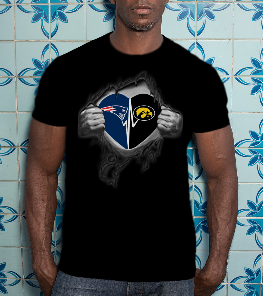 Patriots Iowa Hawkeyes Heart Split T-Shirt