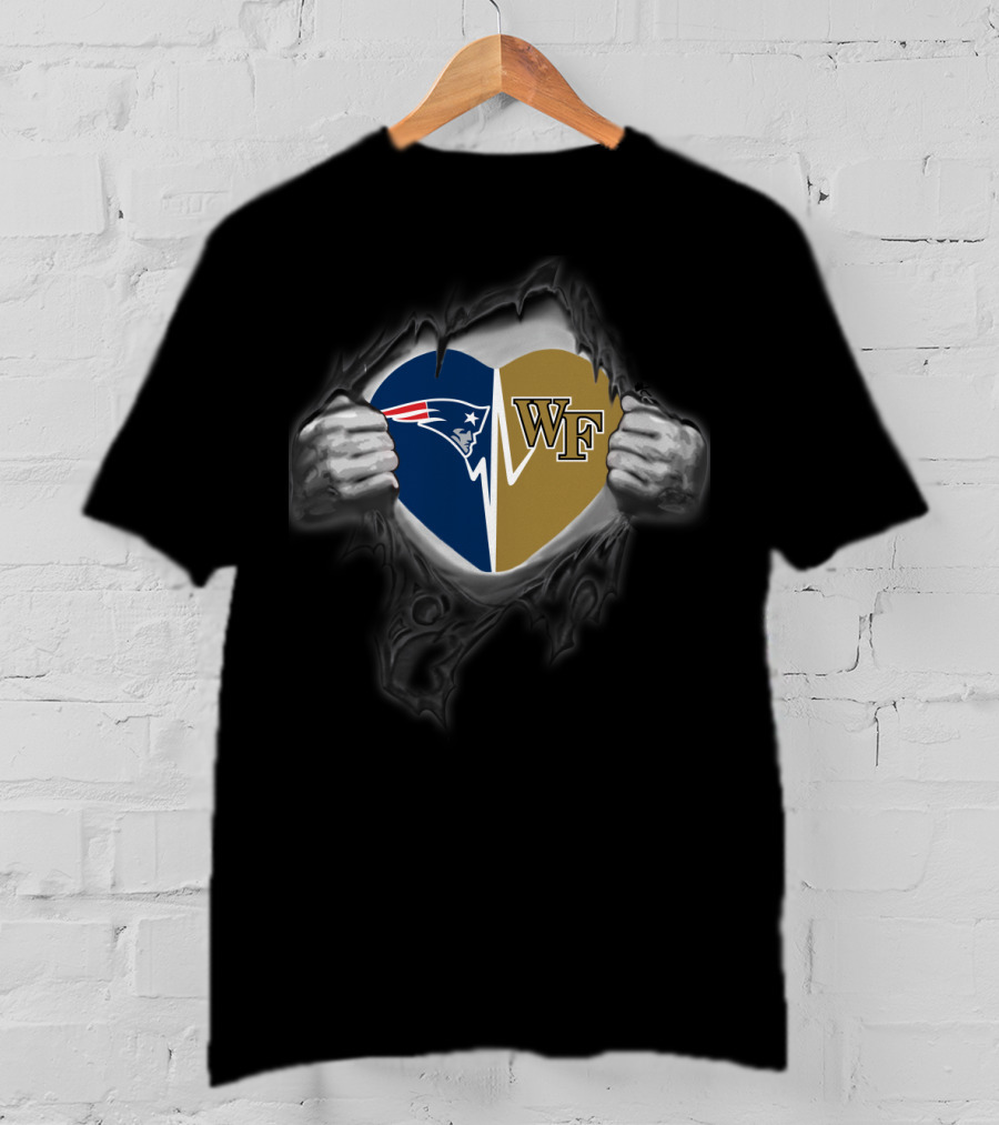 Patriots Wake Forest Heart Design Patriots Logo Wf Rip T-Shirt
