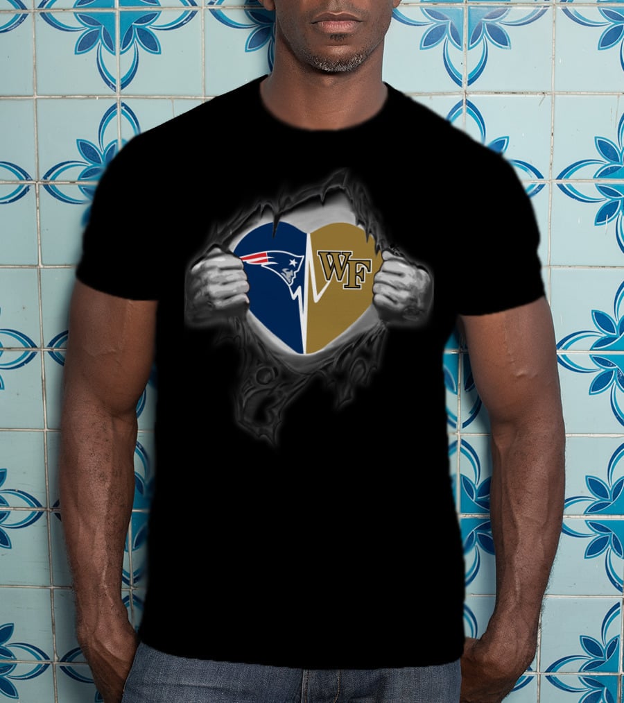 Patriots Wake Forest Heart Design Patriots Logo Wf Rip T-Shirt