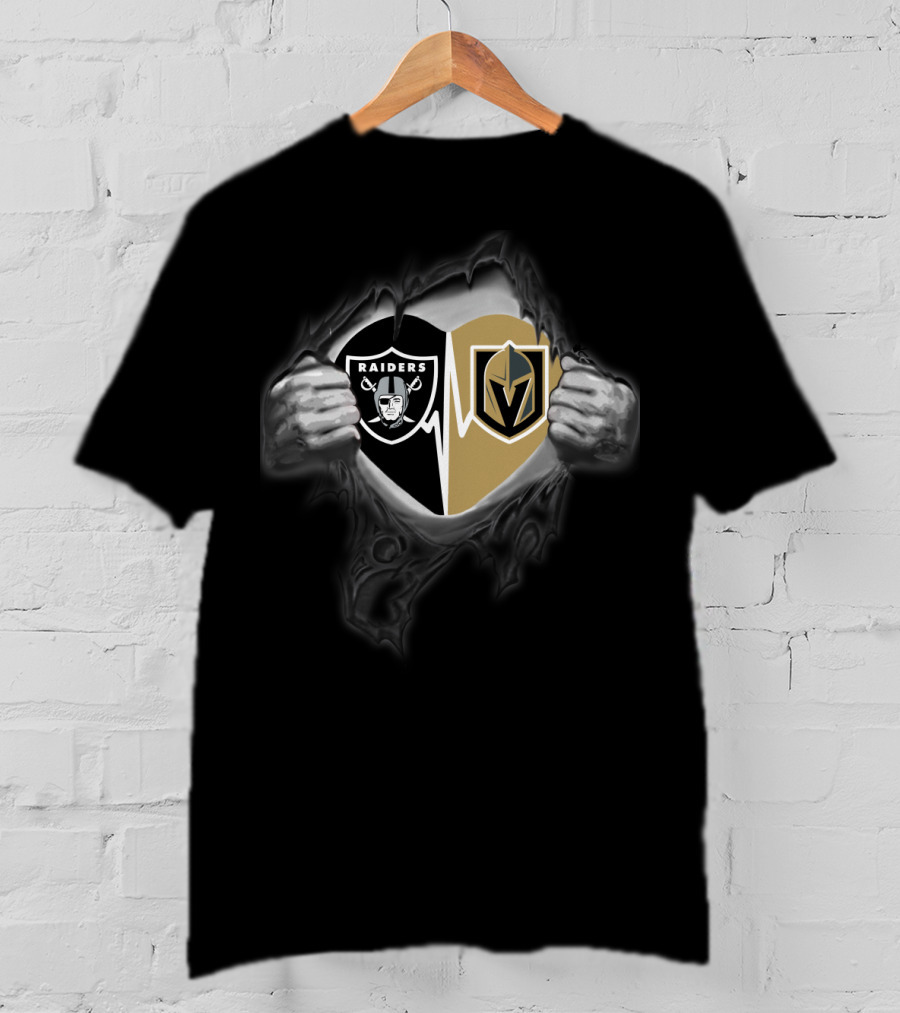 Raiders Vegas Golden Knights Heartbeat Fusion T-Shirt