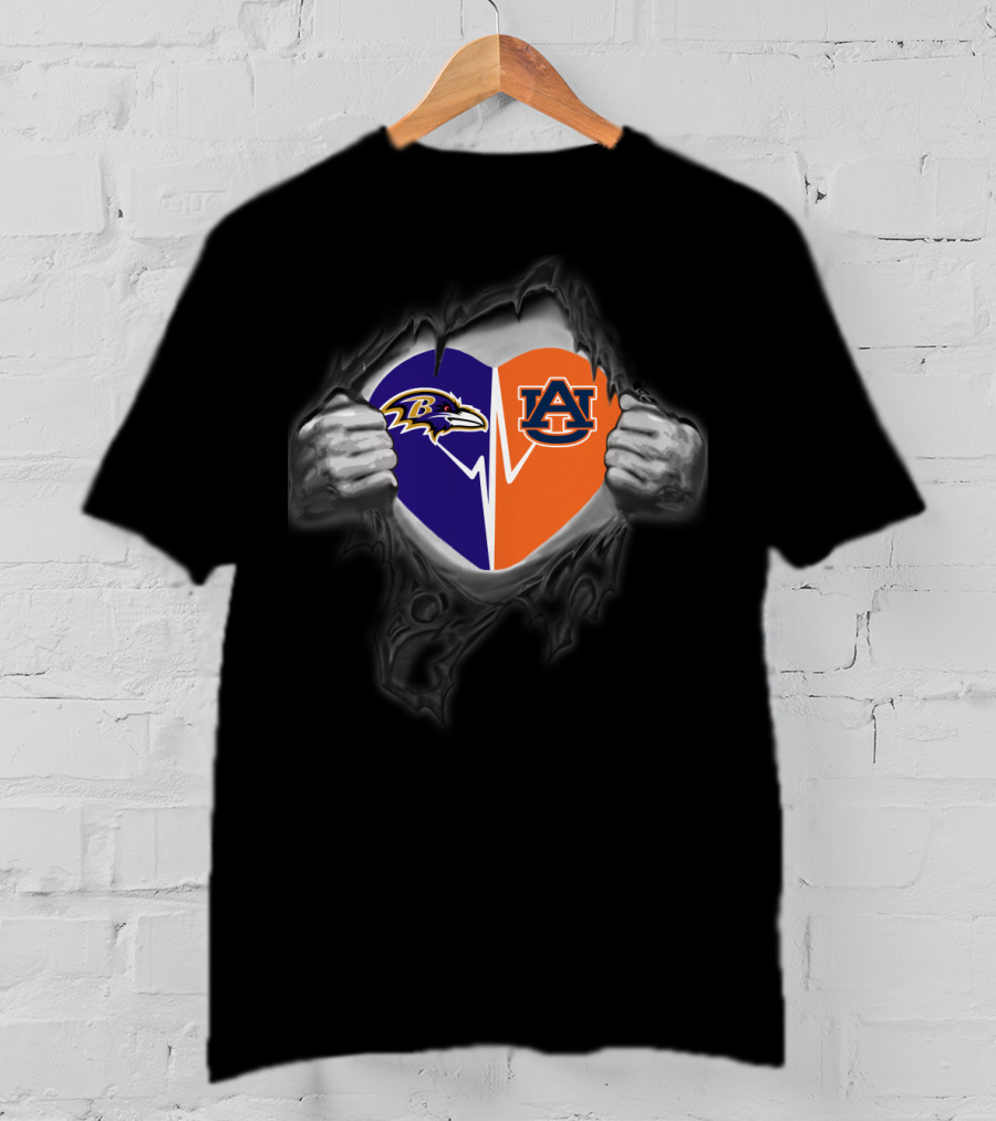 Ravens Auburn Heart Torn Fabric T-Shirt