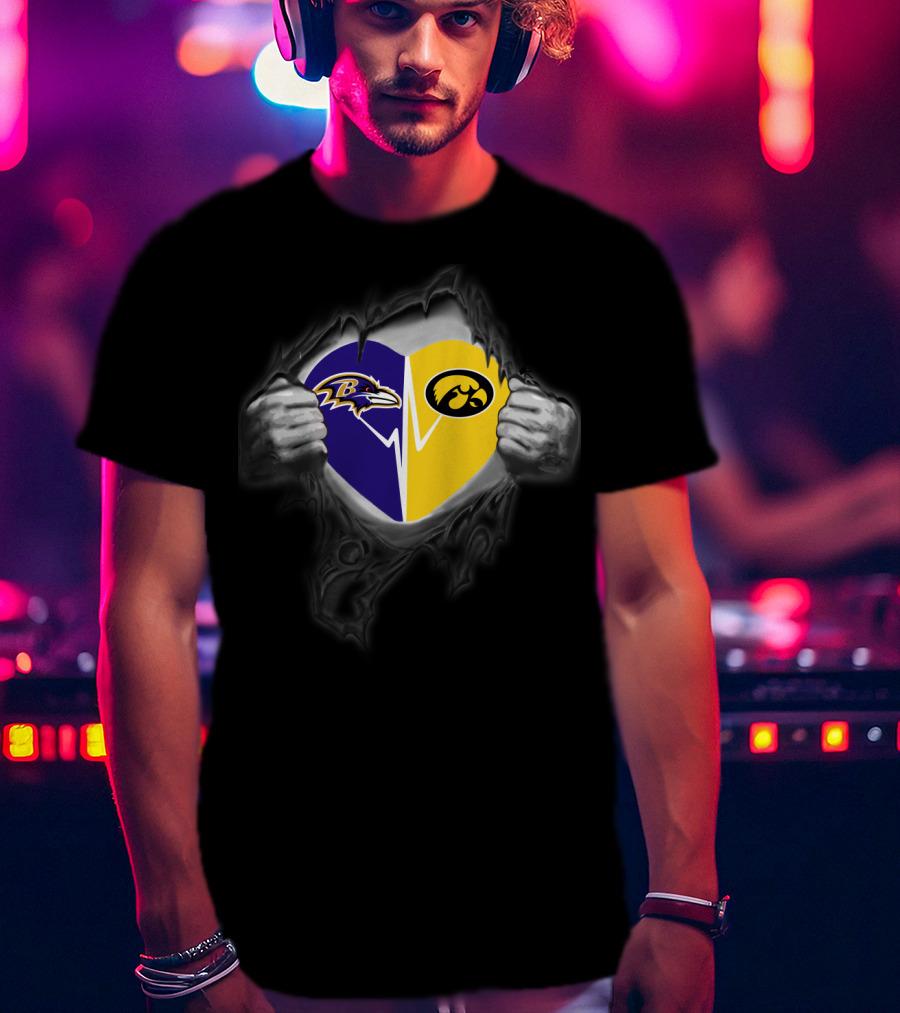 Baltimore Ravens Iowa Hawkeyes Heart T-Shirt