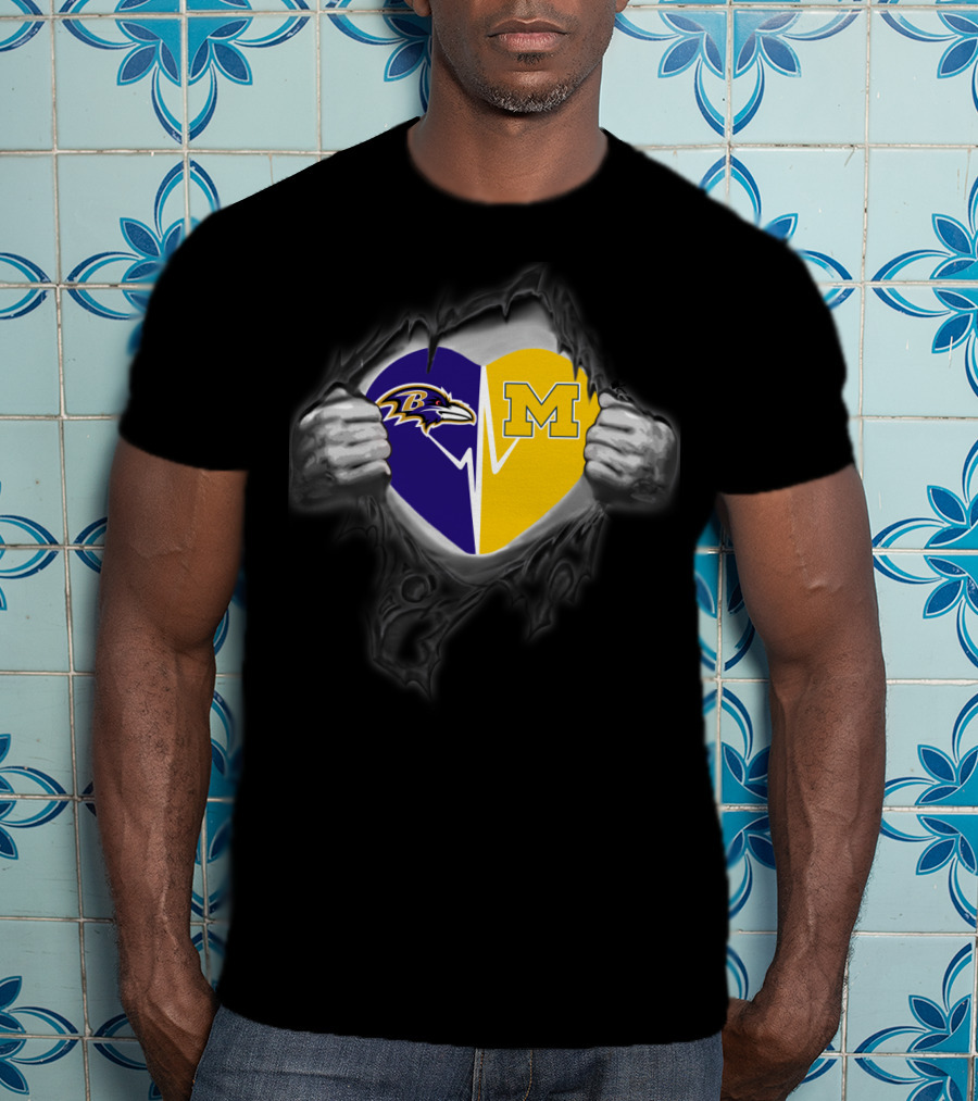 Ravens Heart Michigan Wolverines T-Shirt