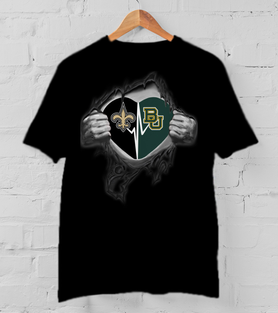 Saints Baylor Bears Heart Torn Open T-Shirt