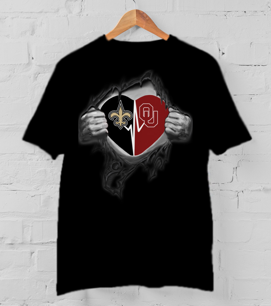 Saints Heart Oklahoma Sooners Logo Fusion T-Shirt