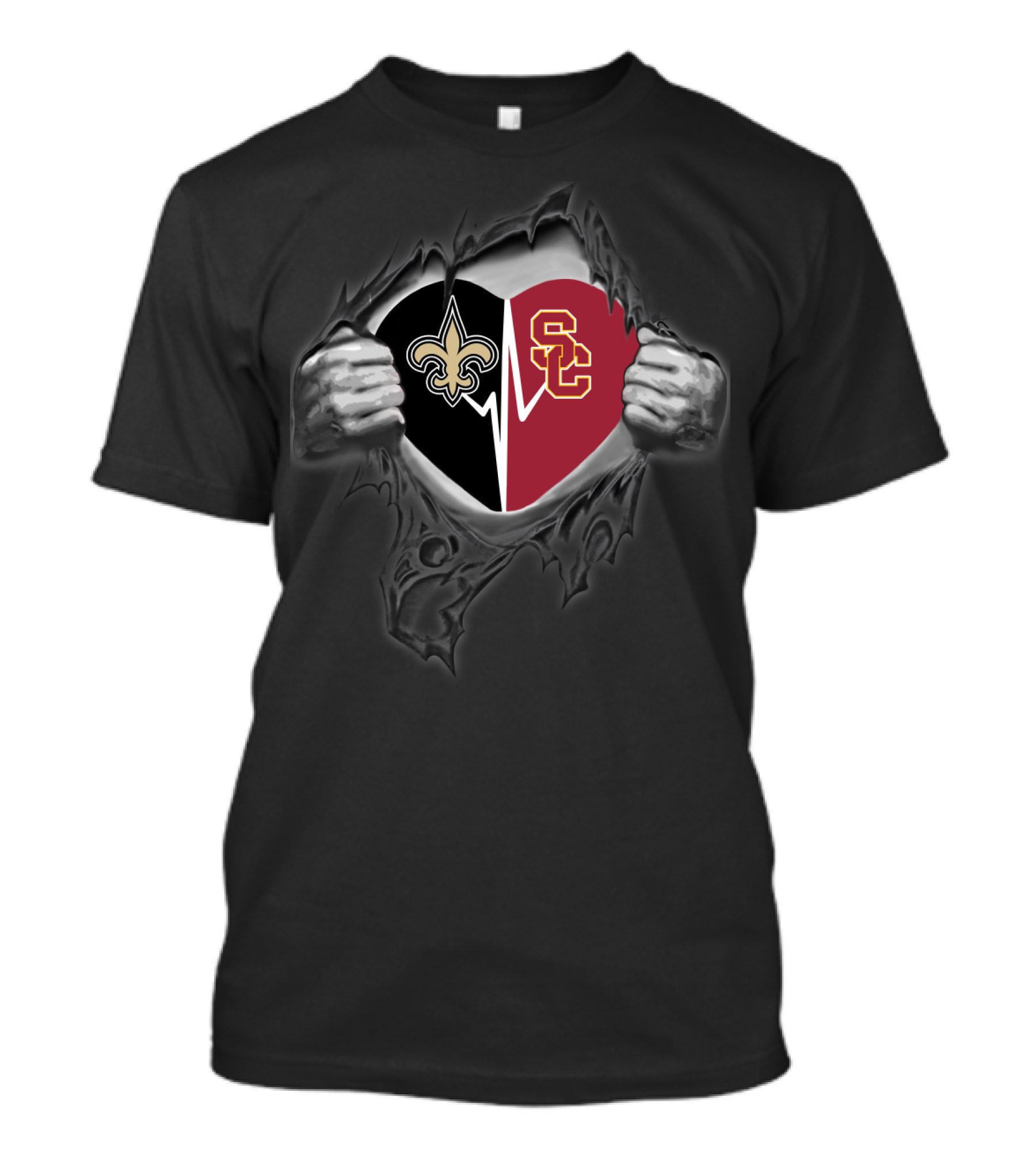 New Orleans Saints Usc Trojans Heart T-Shirt