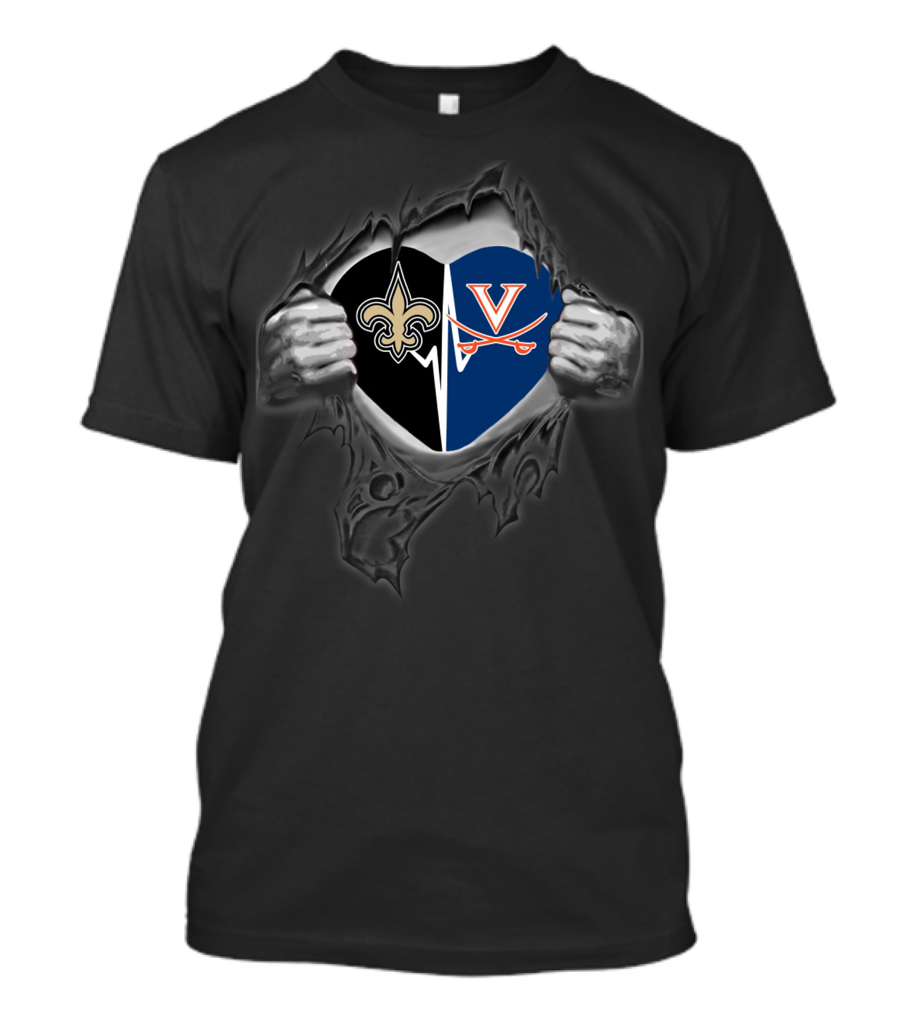 New Orleans Saints And Virginia Cavaliers Dual Heart T-Shirt