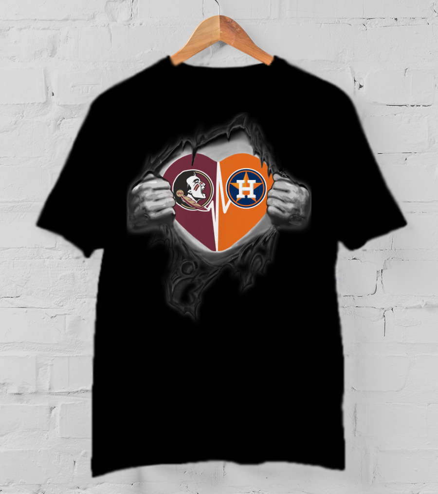 Florida State Seminoles Houston Astros Heart T-Shirt