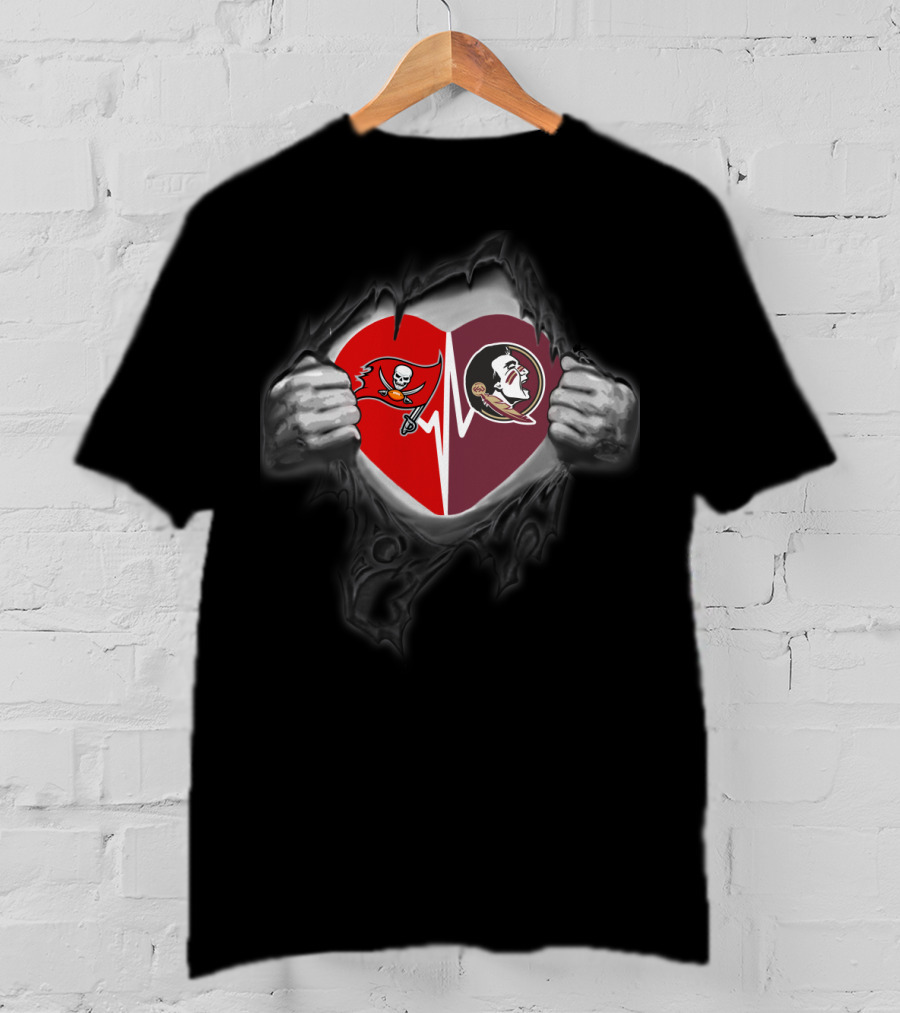 Seminoles Buccaneers Heartbeat Split T-Shirt