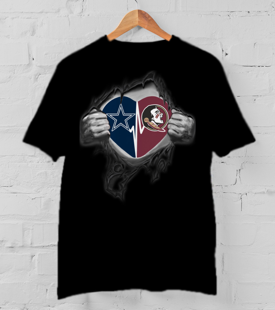Dallas Cowboys Florida State Seminoles Heart T-Shirt