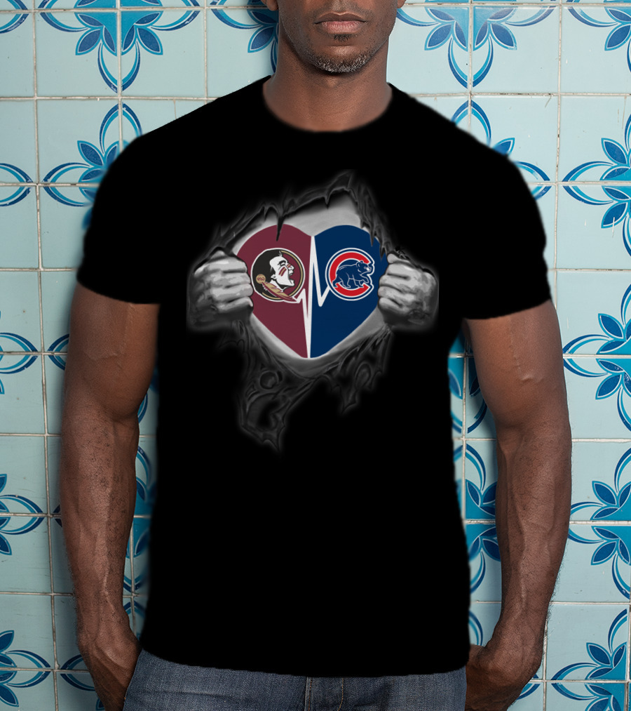 Florida State Seminoles Chicago Cubs Heart T-Shirt