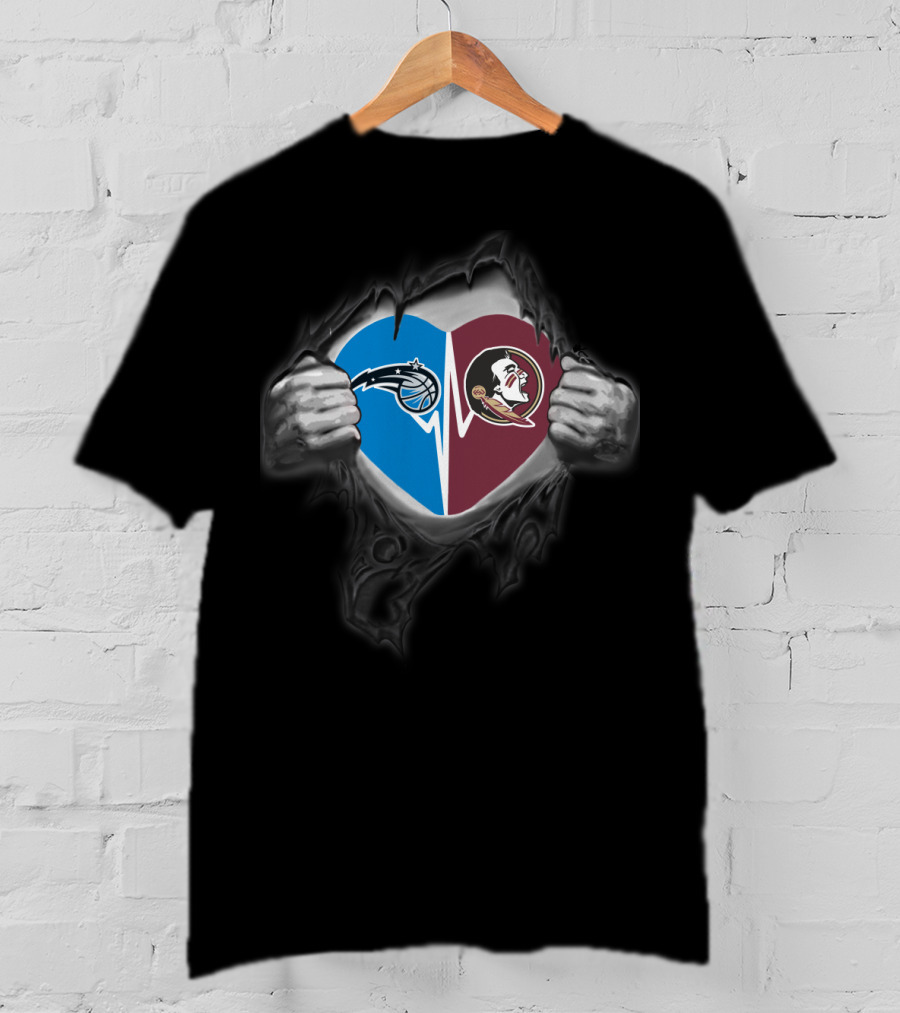 Orlando Magic Seminoles Heart Split T-Shirt