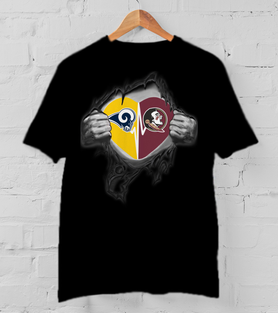 Seminoles Rams Heart Split T-Shirt