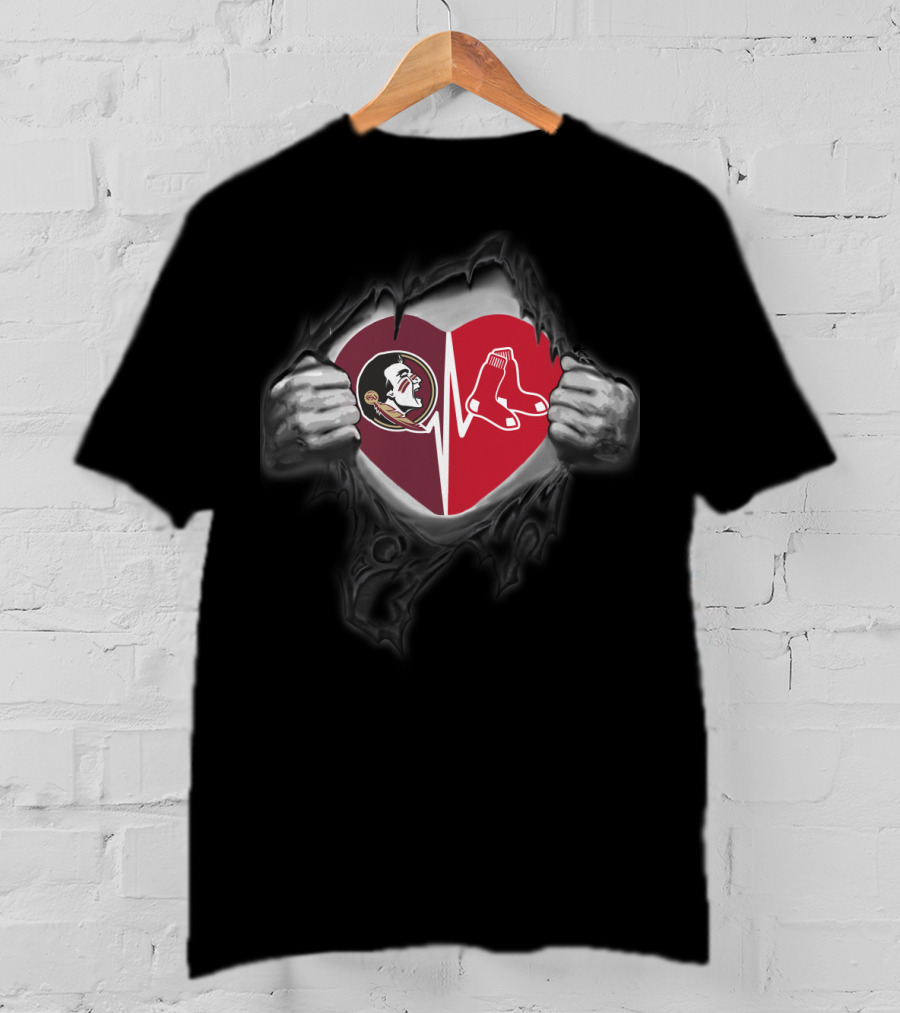 Seminoles Red Sox Heart Hands T-Shirt