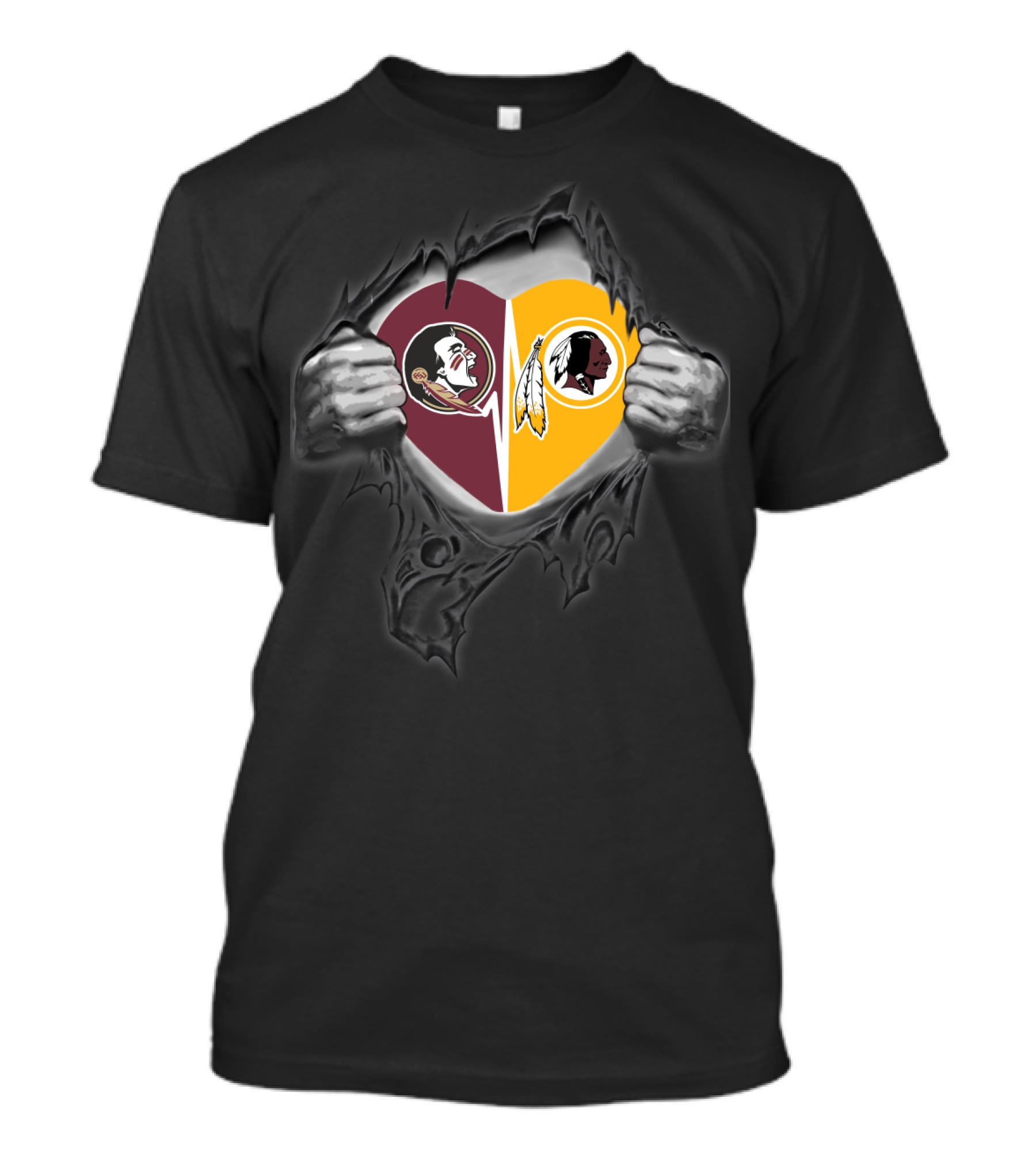 Seminoles Redskins Heart Pull T-Shirt