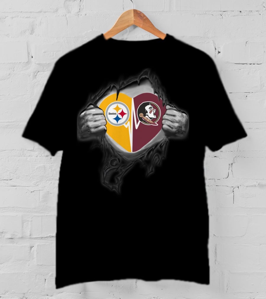 Seminoles Steelers Heart T-Shirt