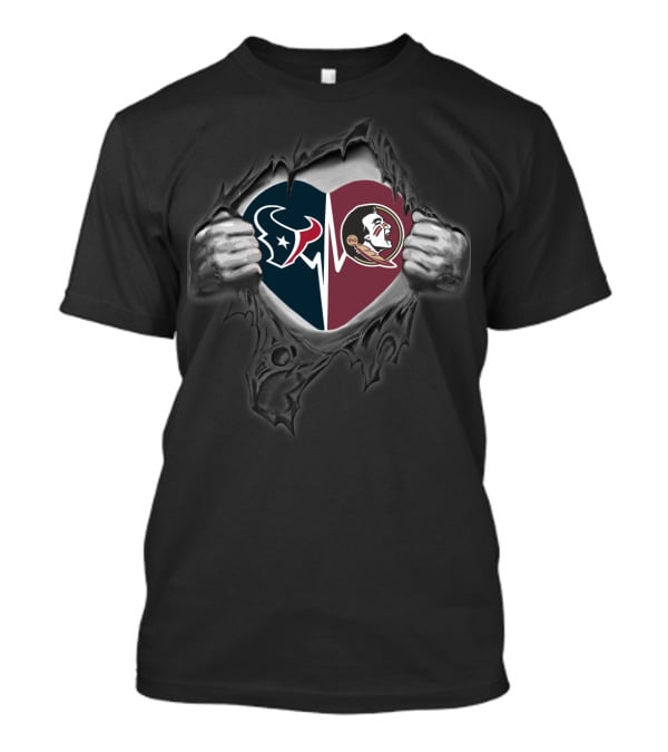 Houston Texans Florida State Seminoles Heart T-Shirt
