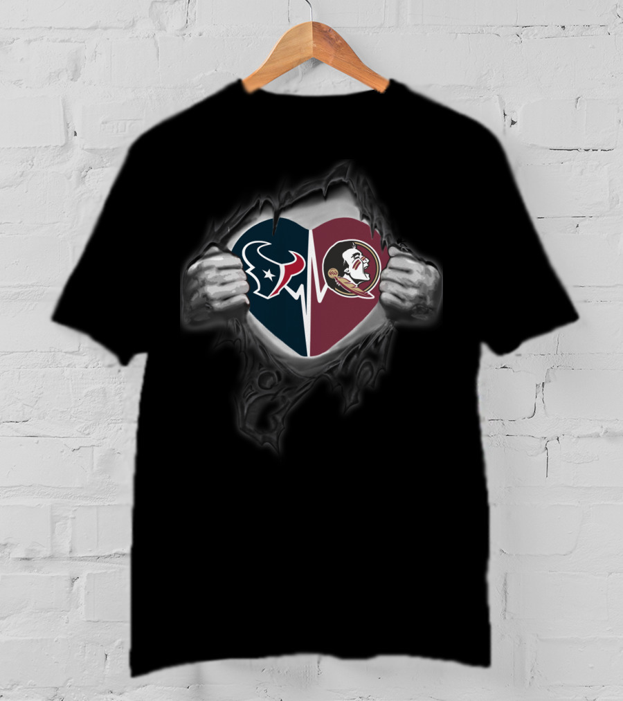 Houston Texans Florida State Seminoles Heart T-Shirt