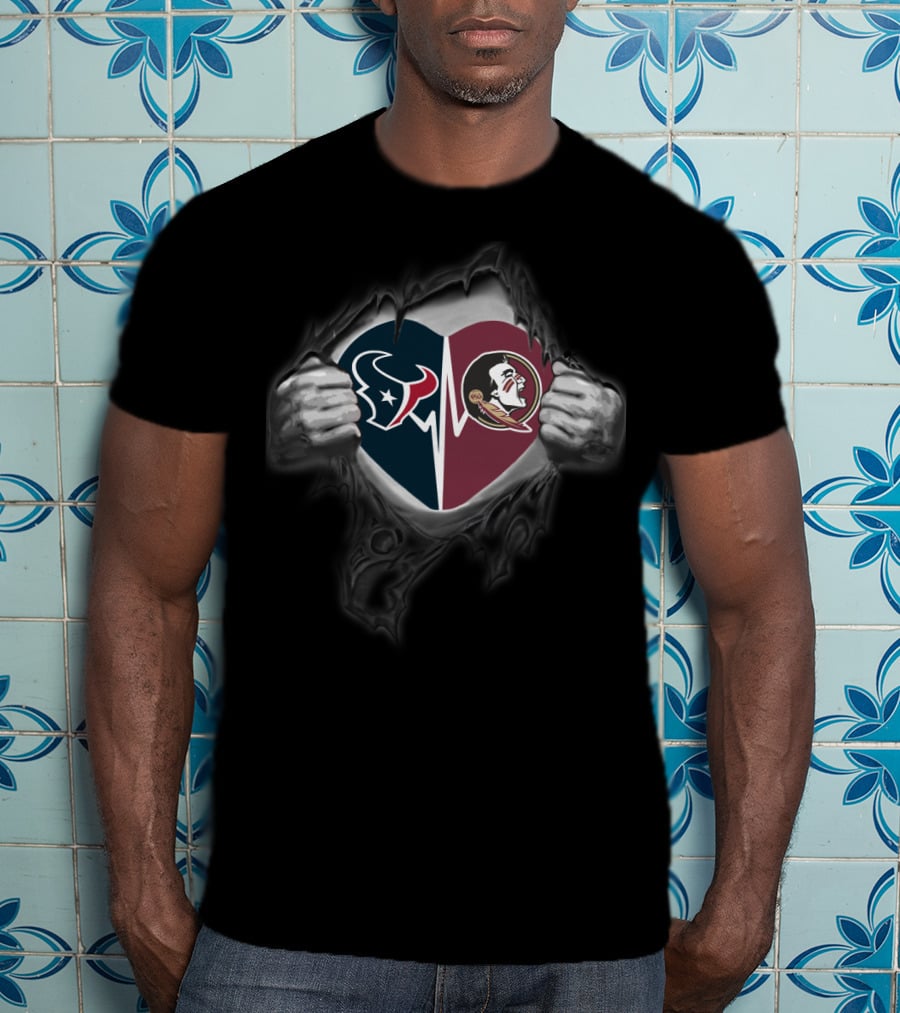 Houston Texans Florida State Seminoles Heart T-Shirt