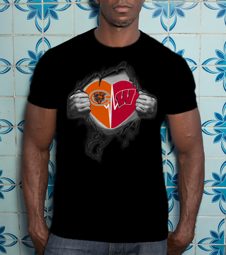 Chicago Bears Wisconsin Badgers Heart T-Shirt