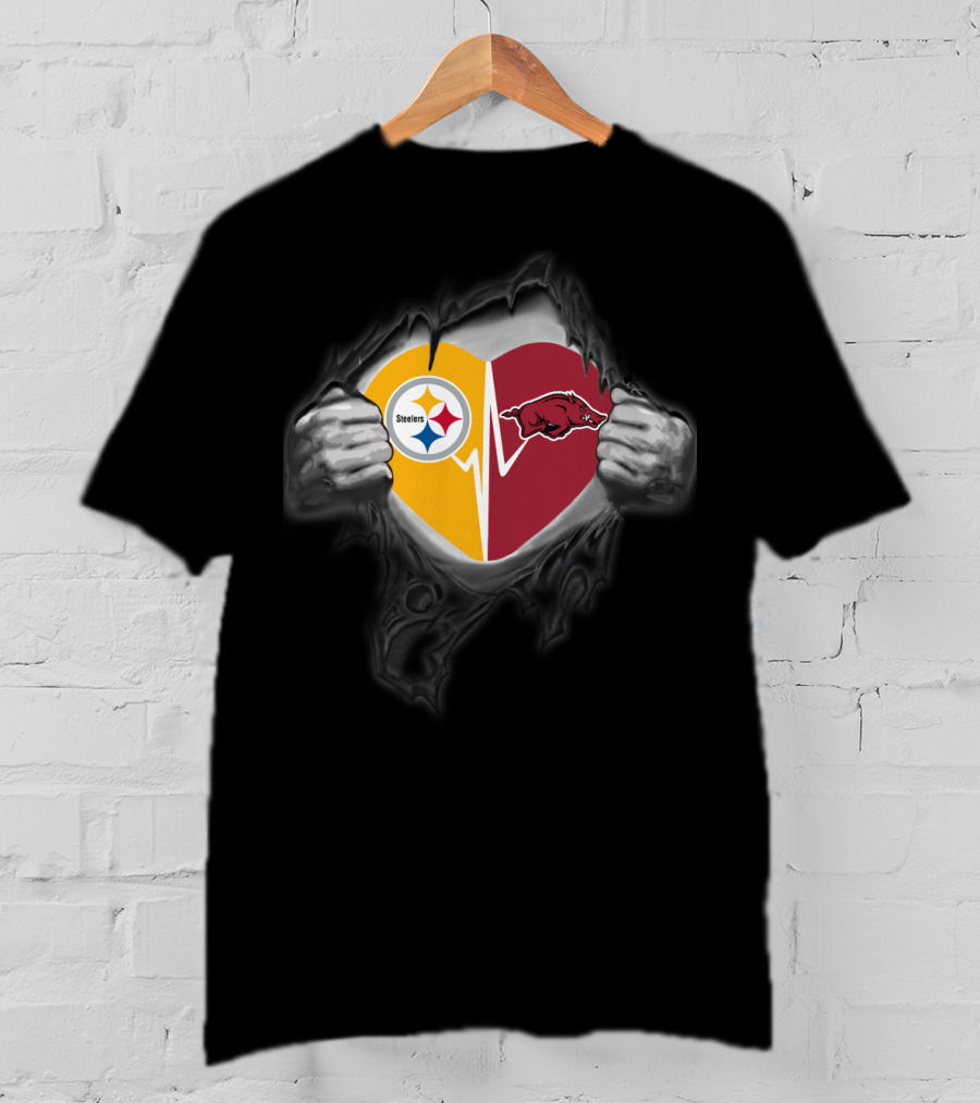 Steelers Heartbeat Arkansas Razorbacks Fusion T-Shirt