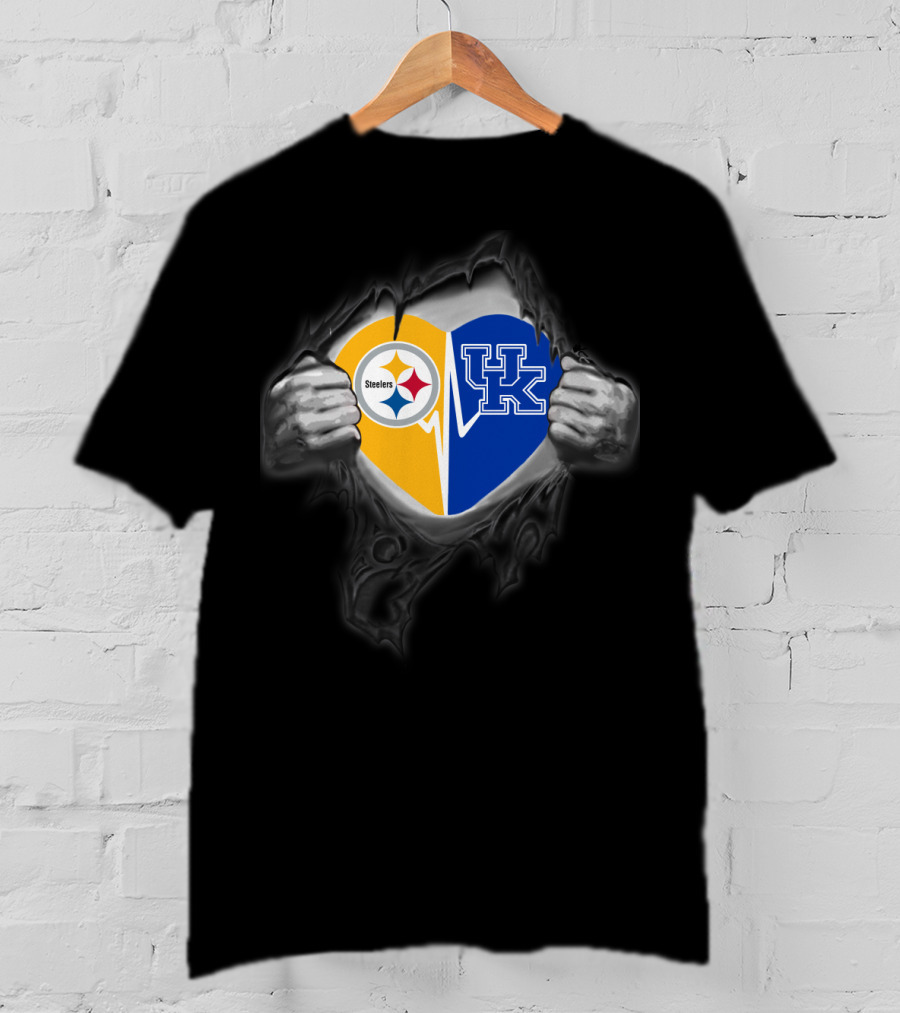 Steelers Heart Kentucky Wildcats Fan Combination T-Shirt