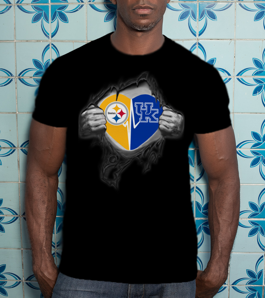 Steelers Heart Kentucky Wildcats Fan Combination T-Shirt